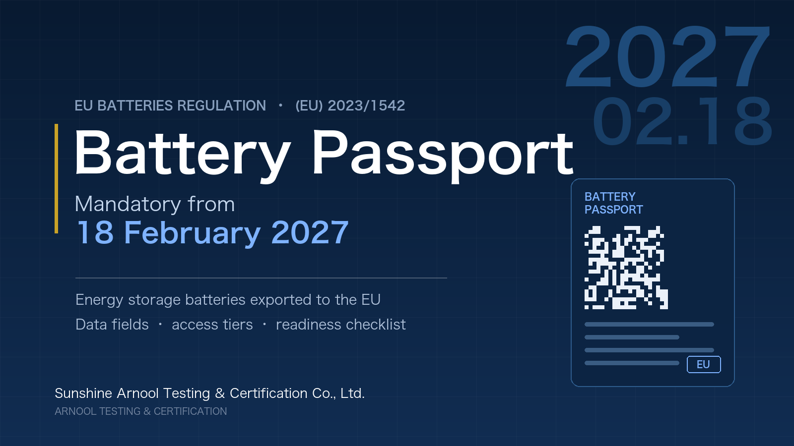 EU Battery Passport: mandatory from 18 February 2027